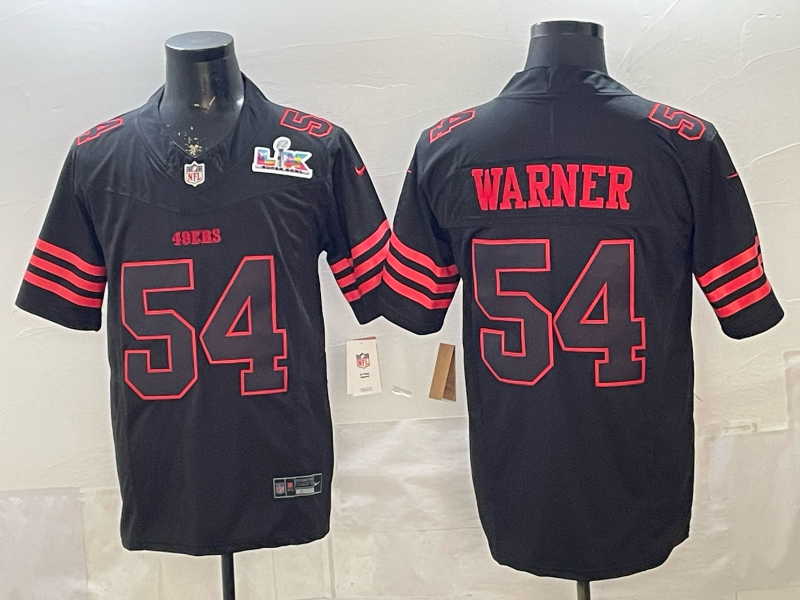 Men 2026 San Francisco 49ers #54 Warner black Super Bowl Nike Limited NFL Jersey 004